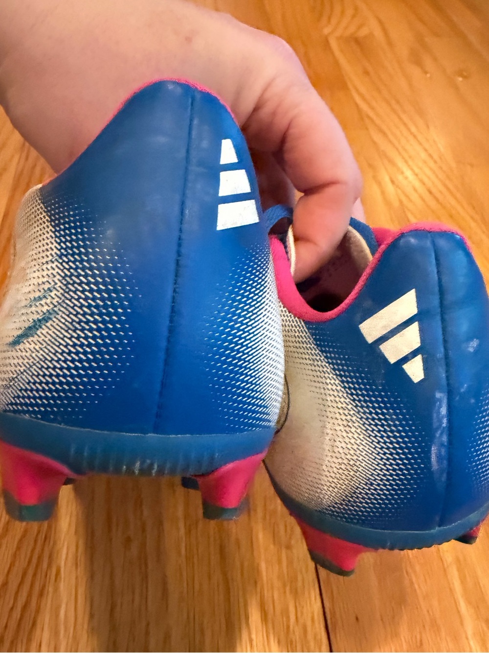 Kids Adidas Blue and Pink Soccer Cleats Size 2